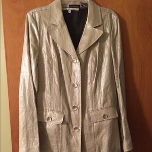 Sutton Studios Shimmer Silver Trench Jacket (BNWT)